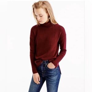 J. Crew relaxed wool turtleneck sweater in burgundy
Size small 
Great condition